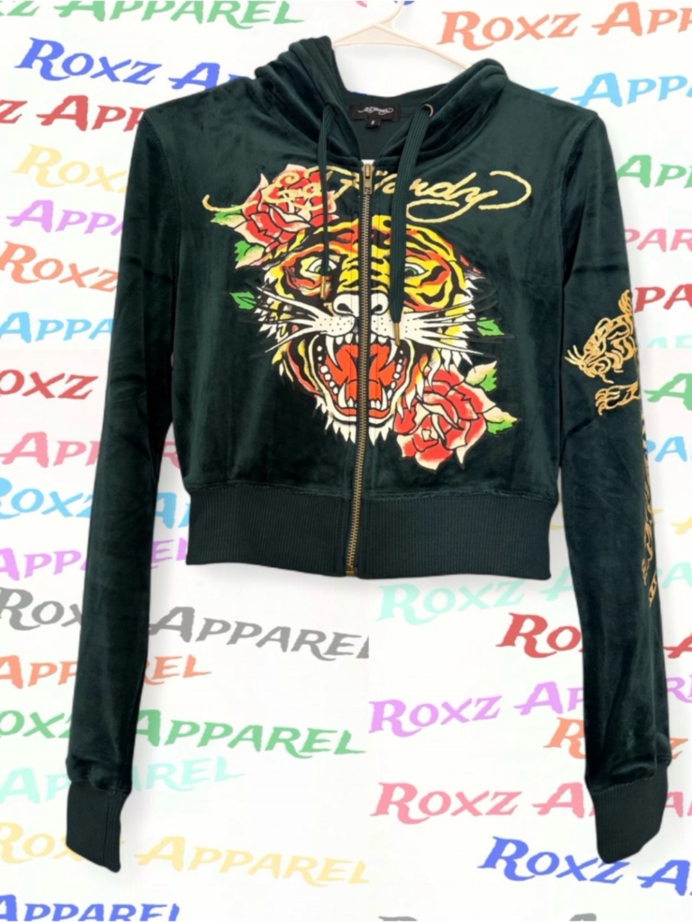 Ed Hardy - Retro Tiger Velour Hoodie 💚✨